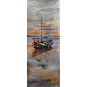 Abdul Hameed, 12 x 36 inch, Acrylic on Canvas, Seascape Painting, AC-ADHD-027